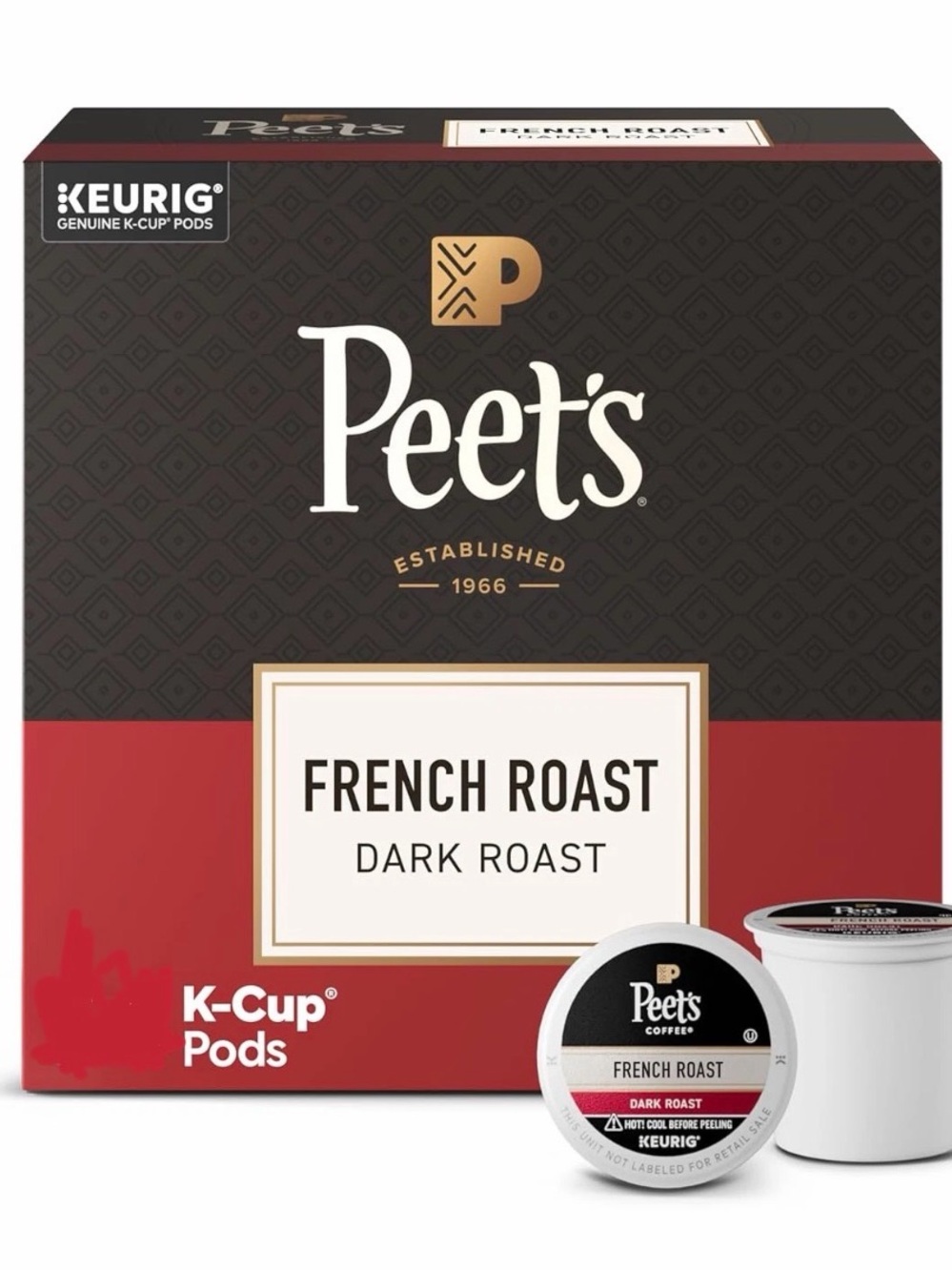 Peet's Coffee Coffee Pods, Dark Roast, French Roast, 60 K Cups